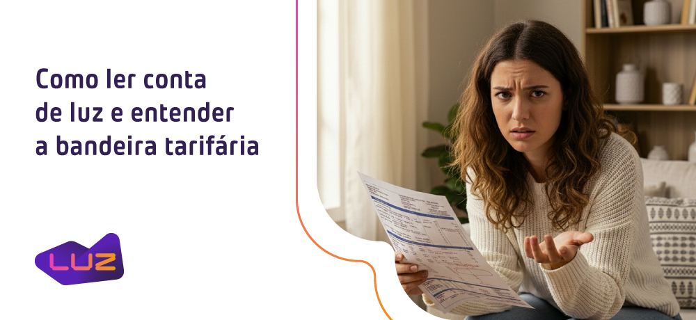 Mulher em dúvida sobre como ler a conta de luz