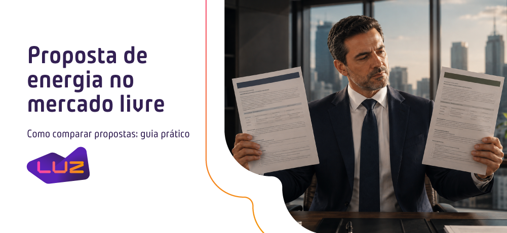 Executivo exemplificando como comparar propostas no mercado livre de energia
